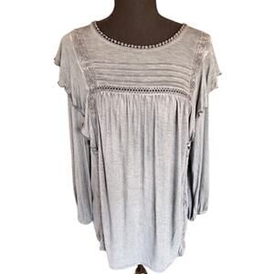 Knox Rose Gray/Blue Boho Peasant Top – Size Medium